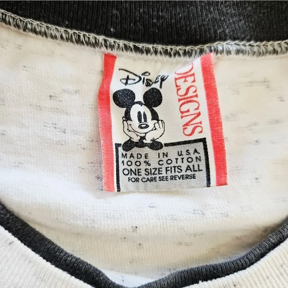 Vintage Disney Mickey Mouse Classic Short Sleeve Ringer Graphic Tee T-Shirt OS